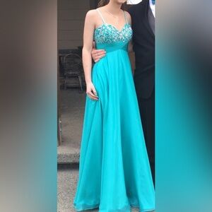 Elegant Turquoise A-Line Evening Dress - Women's Formal Gown